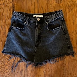 Zara high waisted black jean shorts